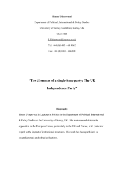 The dilemmas of a single-issue party: The UK