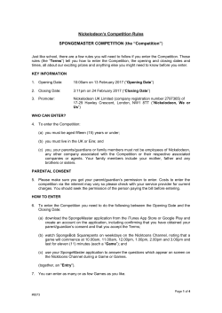 Nickelodeon`s Competition Rules SPONGEMASTER COMPETITION