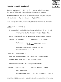 Factoring Trinomials (Quadratics)