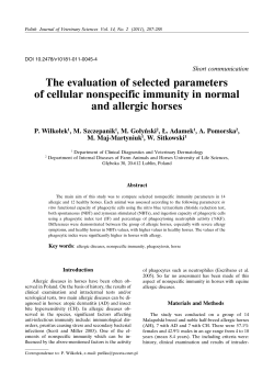 The evaluation of selected parameters of cellular nonspecific