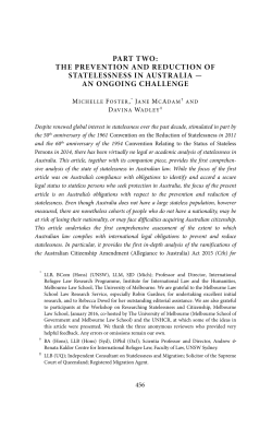 Part Two: The Prevention and Reduction of Statelessness in