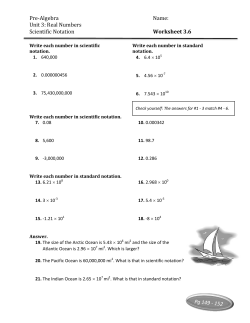 Pre-Algebra Name: Unit 3: Real Numbers Scientific Notation