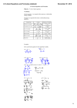 2-5 Literal Equations and Formulas.notebook