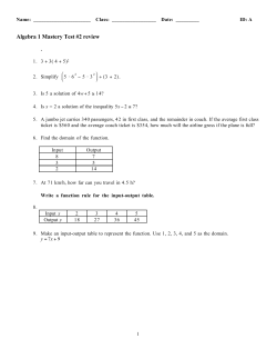 Algebra 1 Mastery Test #2 review