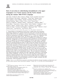 Role of convection in redistributing formaldehyde to the upper