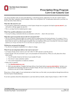 Prescription Drug Program Low-Cost Generic List