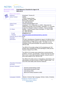 MEASURE NAME: Acronym: Basic Description CBCL/6