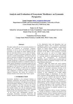 Analysis and Evaluation of Ecosystems` Resilience