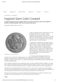 Haploid Stem Cells Created