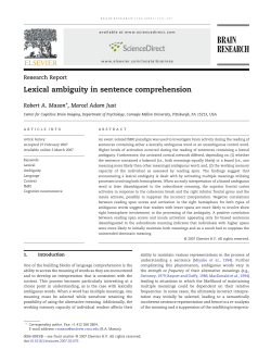 Lexical ambiguity in sentence comprehension. Brain Research