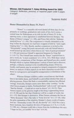 Honor Dismantled in Henry IV, Part I