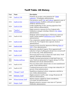 Tariff Table- US History