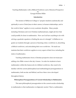 Teaching Mathematics with a Biblical Worldview and a Historical