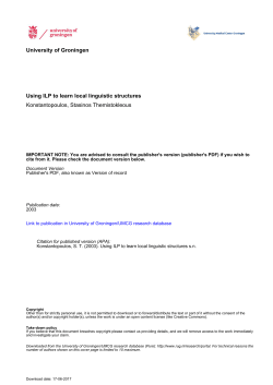 University of Groningen Using ILP to learn local linguistic