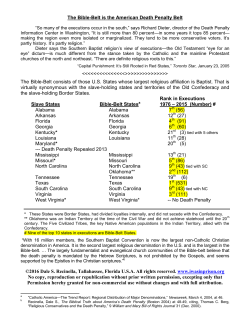 The Bible-Belt is the American Death Penalty Belt