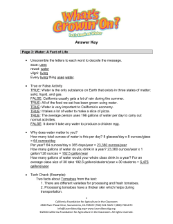Answer Key - California Foundation for Agriculture in the Classroom