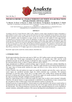 Physico-chemical characteristics of white sugar fractions separated