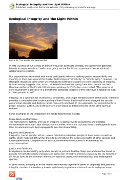 Ecological Integrity and the Light Within