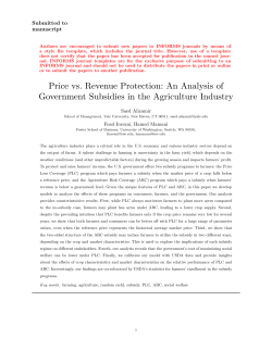 Price vs. Revenue Protection: An Analysis of Government Subsidies
