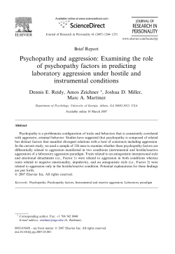 Psychopathy and aggression: Examining the role of psychopathy