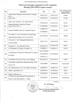 First List of potato exporters to EU-countries - APIC-AK