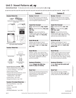 Unit 5 Vowel Patterns ai, ay