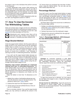 2016 Federal Withholding Tax Table