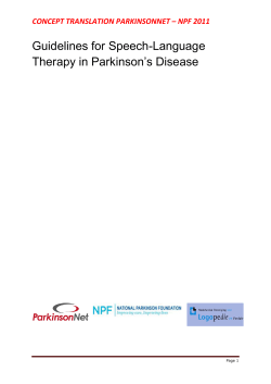 Dutch Guidelines for speech-language therapy in Parkinson`s disease