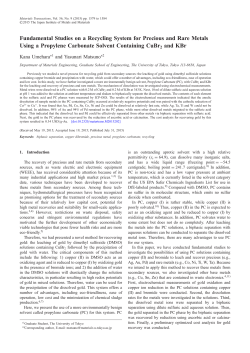 Fundamental Studies on a Recycling System for Precious and Rare