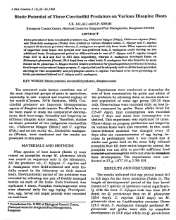 Biotic Potential of Three Coccinellid Predators on Various Diaspine
