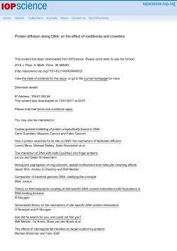 Protein diffusion along DNA - Weizmann Institute of Science