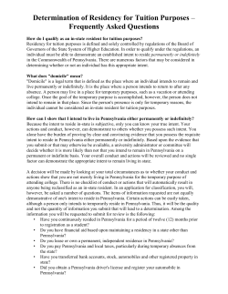 Determination of Residency for Tuition Purposes