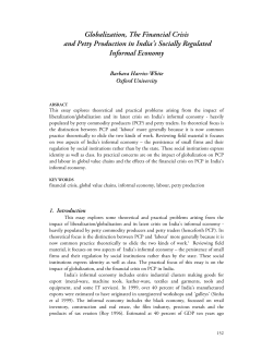Globalization, The Financial Crisis and Petty Production in India&trade;s