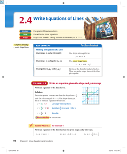 2.4Write Equations of Lines - Chisago Lakes School District