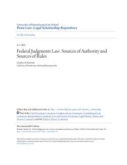 Federal Judgments Law: Sources of Authority and Sources of Rules