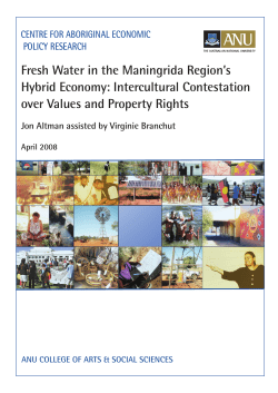 Fresh Water in the maningrida Region`s hybrid Economy