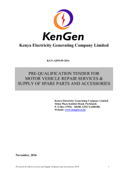 KGN-ADM-09-2016 Tender for Prequalification for Vehicle