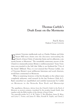 Thomas Carlyle`s Draft Essay on the Mormons