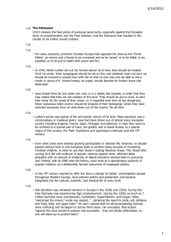 The Holocaust 10.8.5 Analyze the Nazi policy of