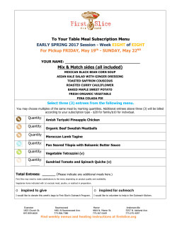 This Week`s Menu - First Slice Pie Cafe