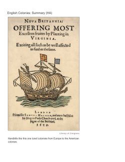 English Colonies: Summary (HA)