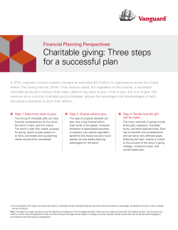 Financial Planning Perspectives. Charitable giving: Three steps for a