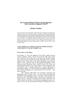 The German Human Climate and Its Opposite: Otto Neurath in