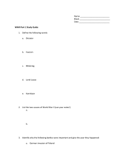 Date WWII Part 1 Study Guide 1. De