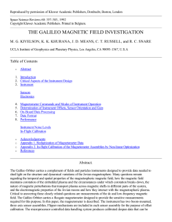 the galileo magnetic field investigation