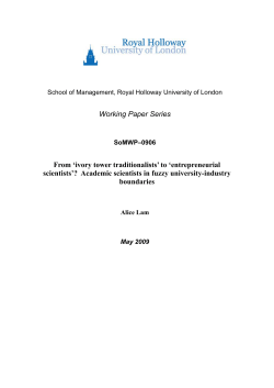 Work orientations paper for SSS - Royal Holloway, University of