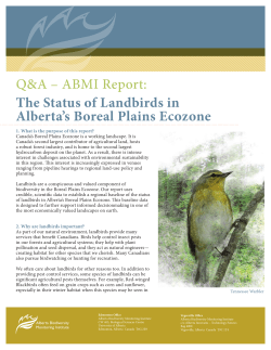 ABMI Report: The Status of Landbirds in Alberta`s Boreal Plains