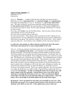 TAKE UP THE ARMOR Part I