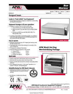 APW Wyott Bun Warmer BW-20 BW-31 BW-50 Spec Sheet