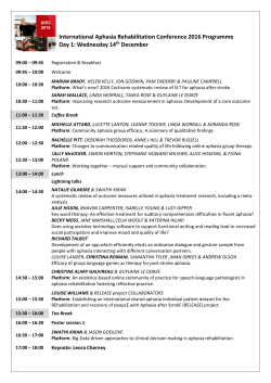 International Aphasia Rehabilitation Conference 2016 Programme